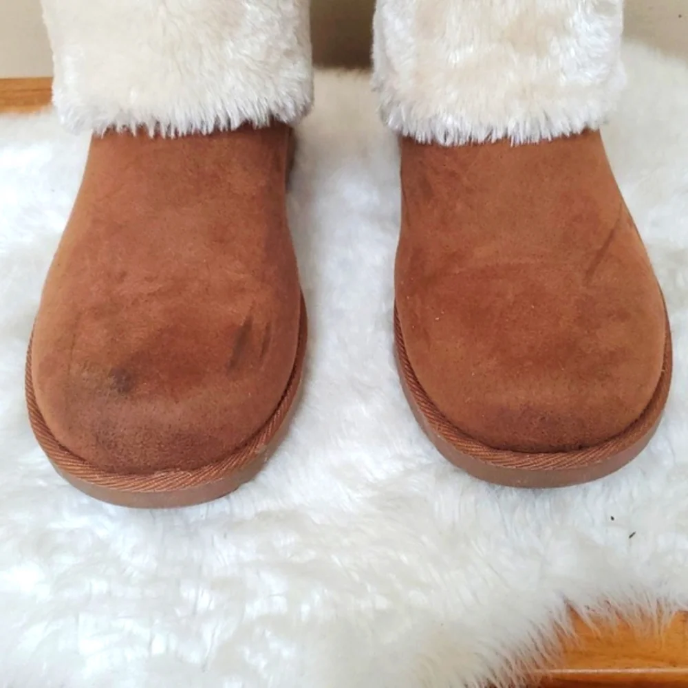 Makalu Halana Furry White and Brown Boots Size 8M